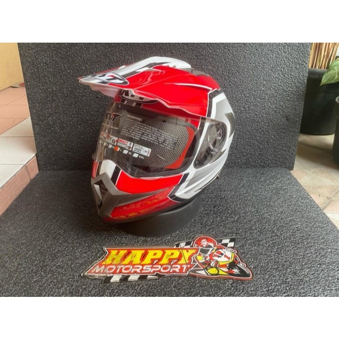 HELM FULL FACE KYT Enduro White Red Fluo Supermoto #1