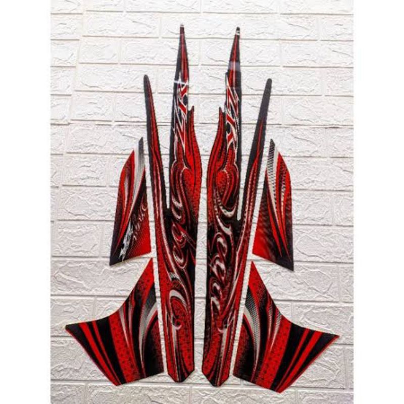 Lis body striping stiker Yamaha Vega ZR 2011 batik Merah hitam