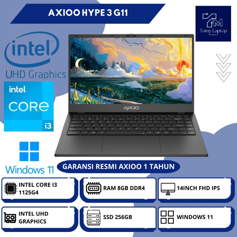 LAPTOP BARU AXIOO HYPE 3 G11 INTEL CORE I3-1125G4 INTEL UHD RAM 8GB DDR4 SSD 256GB NVME 14INCH FHD I