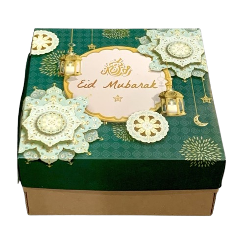 

3 Pcs Cake Box hampers Lebaran Motif Lentera Hijau Tua Ukuran 25x25x16cm