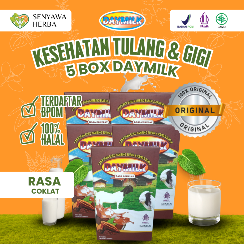 

PAKET 5 BOX SUSU DAYMILK COKELAT – Susu Kambing Etawa 200gr, Sehatkan Tulang, Sendi, Lambung