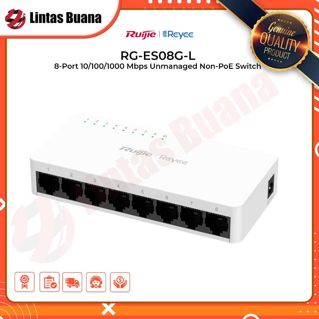 RUIJIE REEYEE RG-ES08G-L 8 Port Switch Hub Gigabit Unmanaged Switch Plastic Case