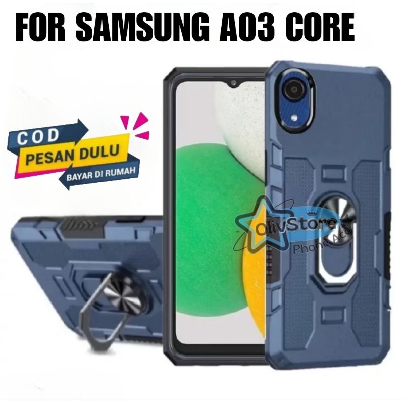 Casing Hp Samsung A03 Core Hardcase Robot Armor Hit Ring Case Casing Standing Robot Premium