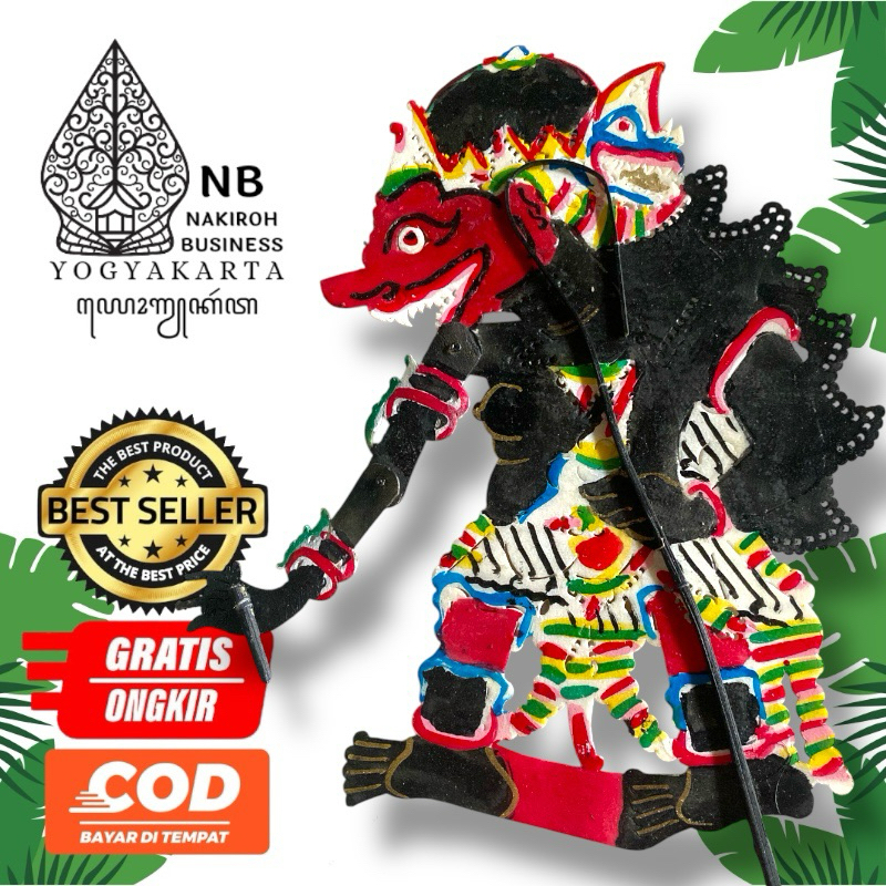 NAKIROHBUSINESS WAYANG kulit BUTO BABRAH HITAM BAHAN KULIT SAPI TEBAL TINGGI -+ 45 CM