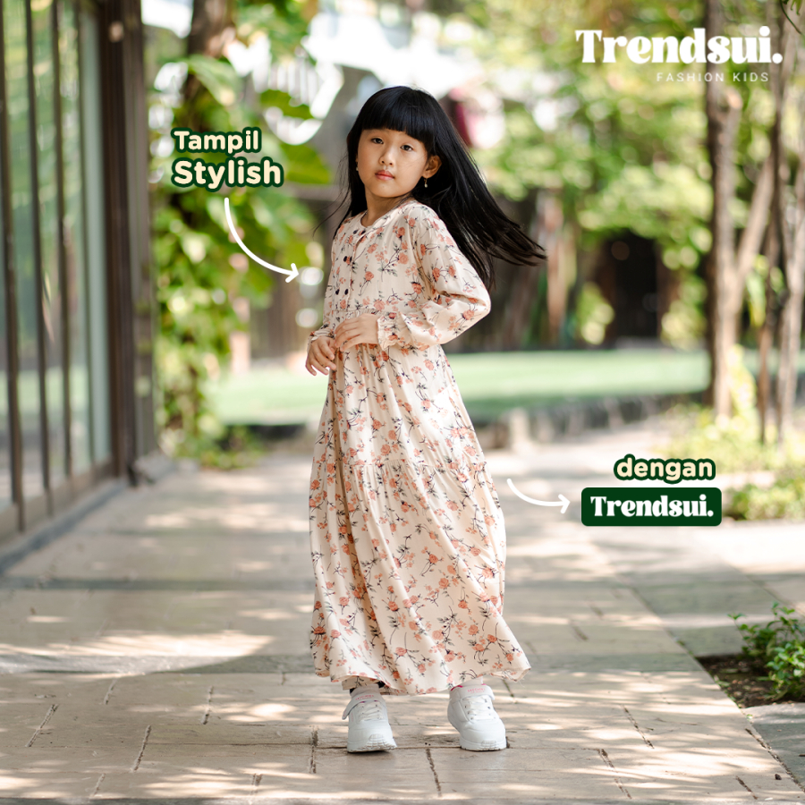 Gamis Anak Perempuan Bahan Rayon Motif Cewek Umur 5-11 Tahun- Gamis Elza