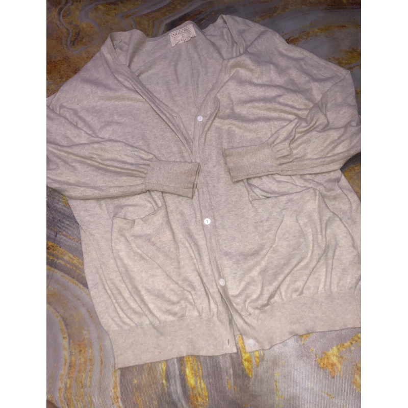 PL Cardigan Sweater Wanita Jumbo LD 120cm melar sampe 130cm Cream