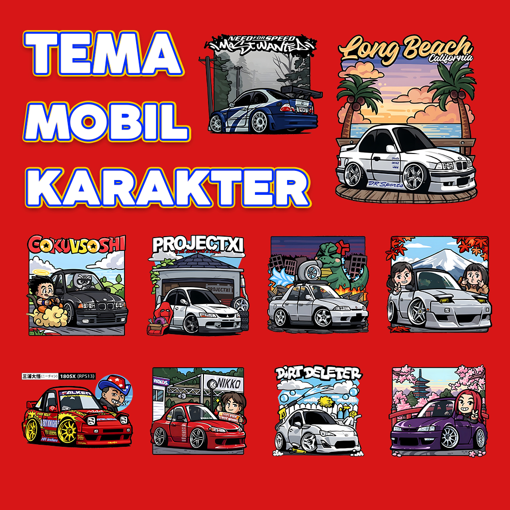 SABLON SETRIKA SATUAN TEMA MOBIL KARAKTER VOL.1 / SABLON DTF LANGSUNG PAKAI