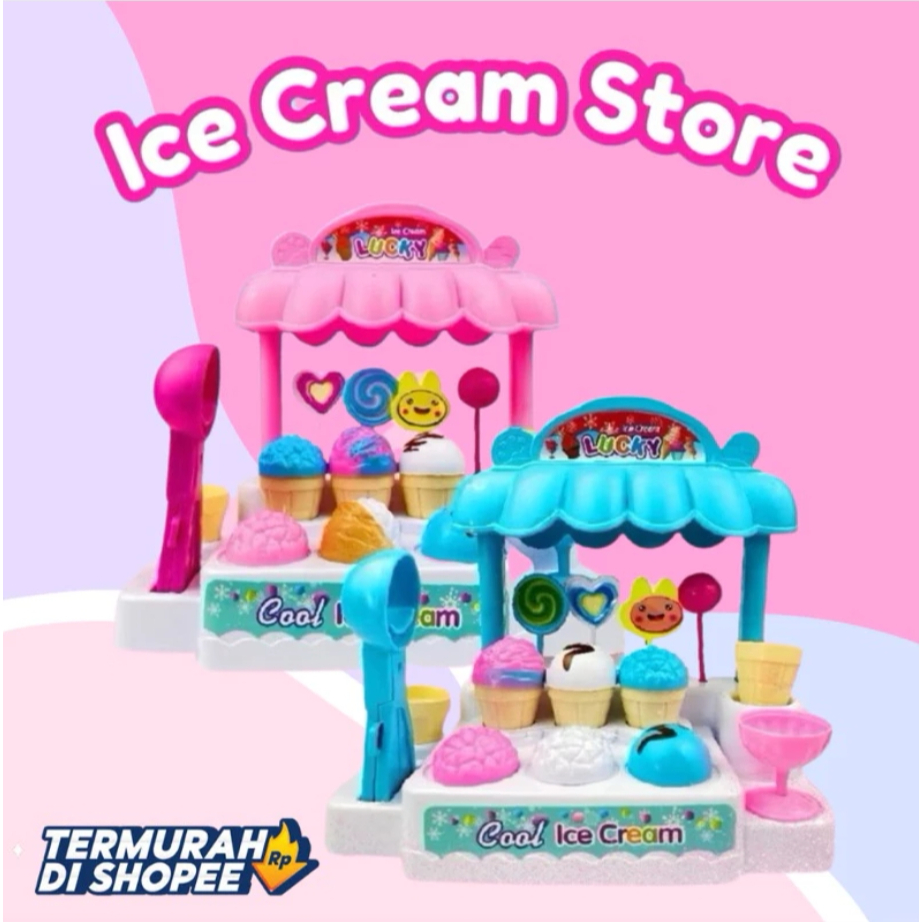 BEST PROMO (COD) Mainan anak gerobak es krim / ice cream set nyala n bunyi terlaris