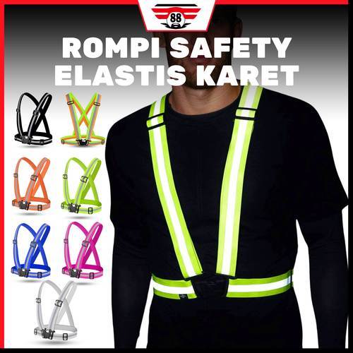 Rompi Safety V Karet Vest Proyek Kerja Bangunan Elastis Guard Reflective Belt Scotlight Bukan Gosave