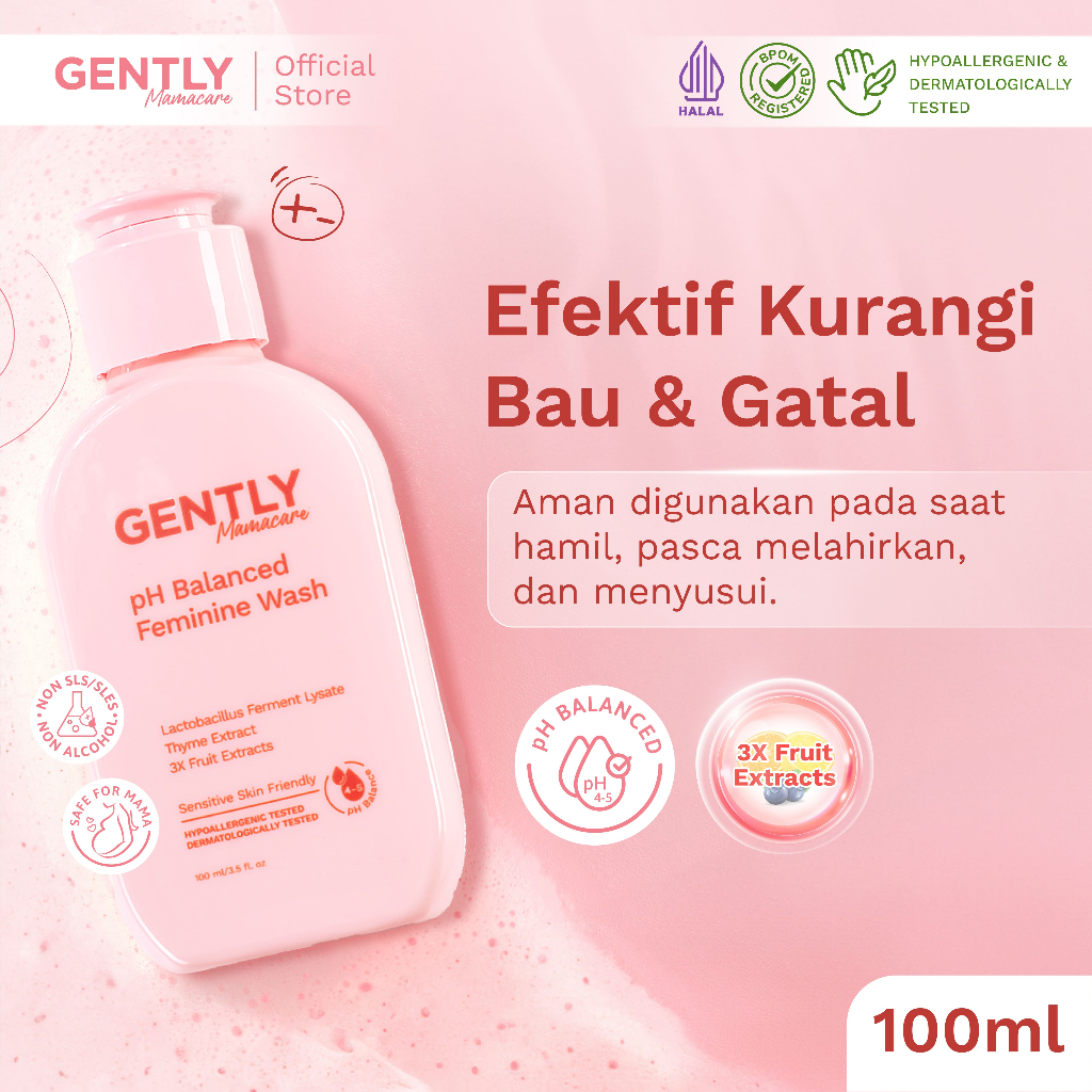 GENTLY Mamacare pH Balanced Feminine Wash Fruit Series with 3x Fruit Extract - Pembersih Kewanitaan 