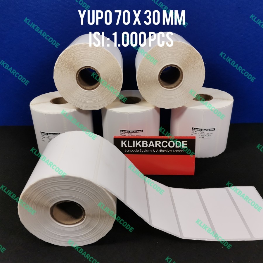 

LABEL YUPO PREMIUM UK 70 X 30 70X30 70*30 MM - 7 X 3 CM, ISI : 1.000 PC, CORE 1 INCH