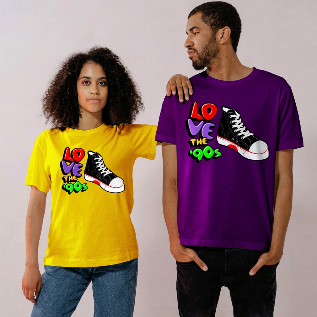 Kaos 90an vintage baju love the 90s sepatu warrior