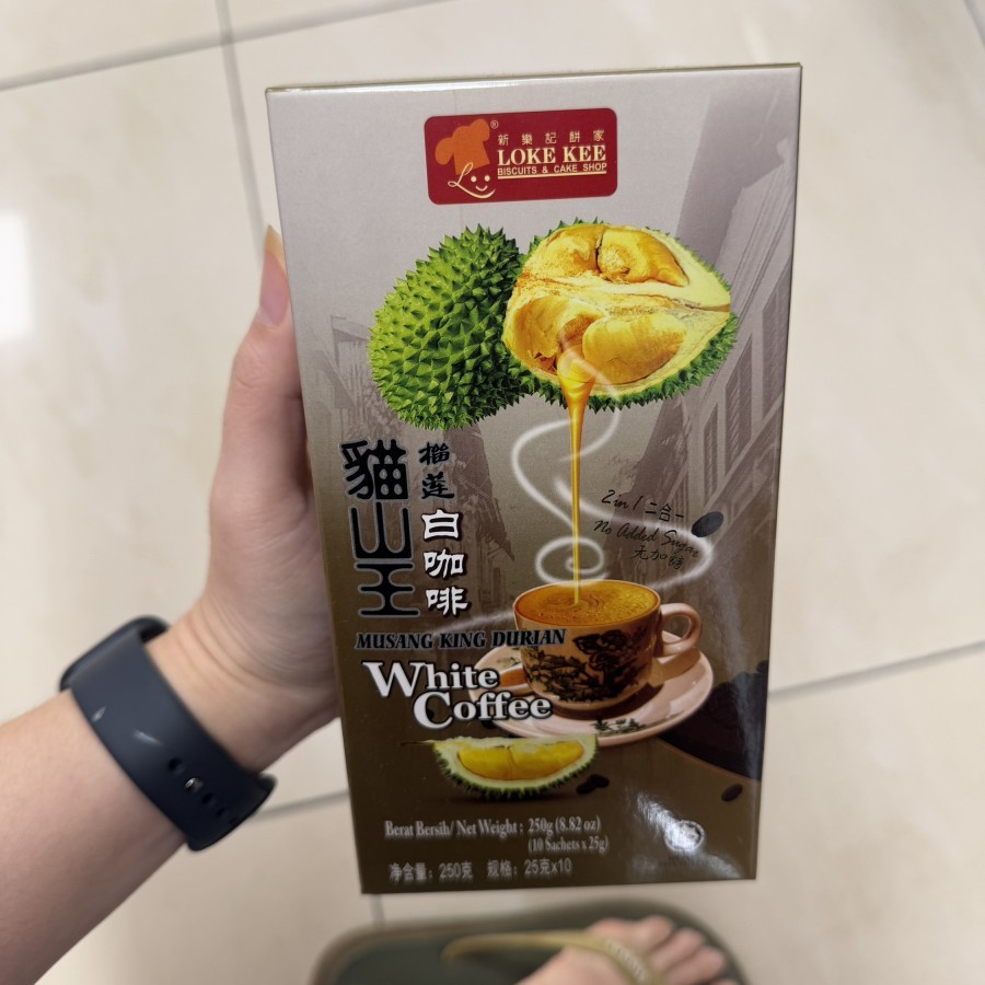 

LOKE KEE MUSANG KING DURIAN WHITE COFFEE 2in1 no sugar added 250gr