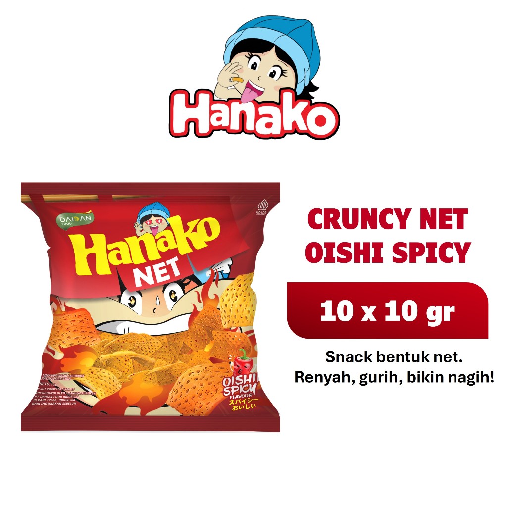 

Hanako Net Snack Oishi Spicy 10 x 10 gr