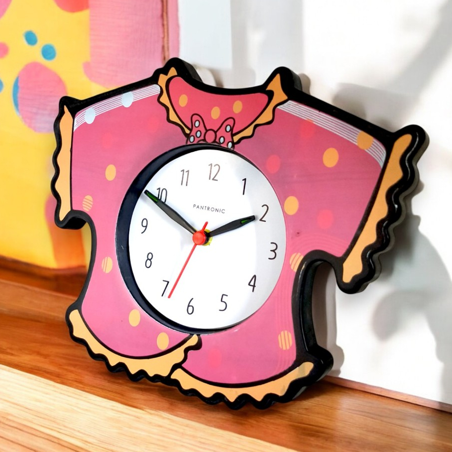 Pantronic Jam Weker Anak Perempuan Bentuk Baju Cantik Lucu Warna Pink PT9031