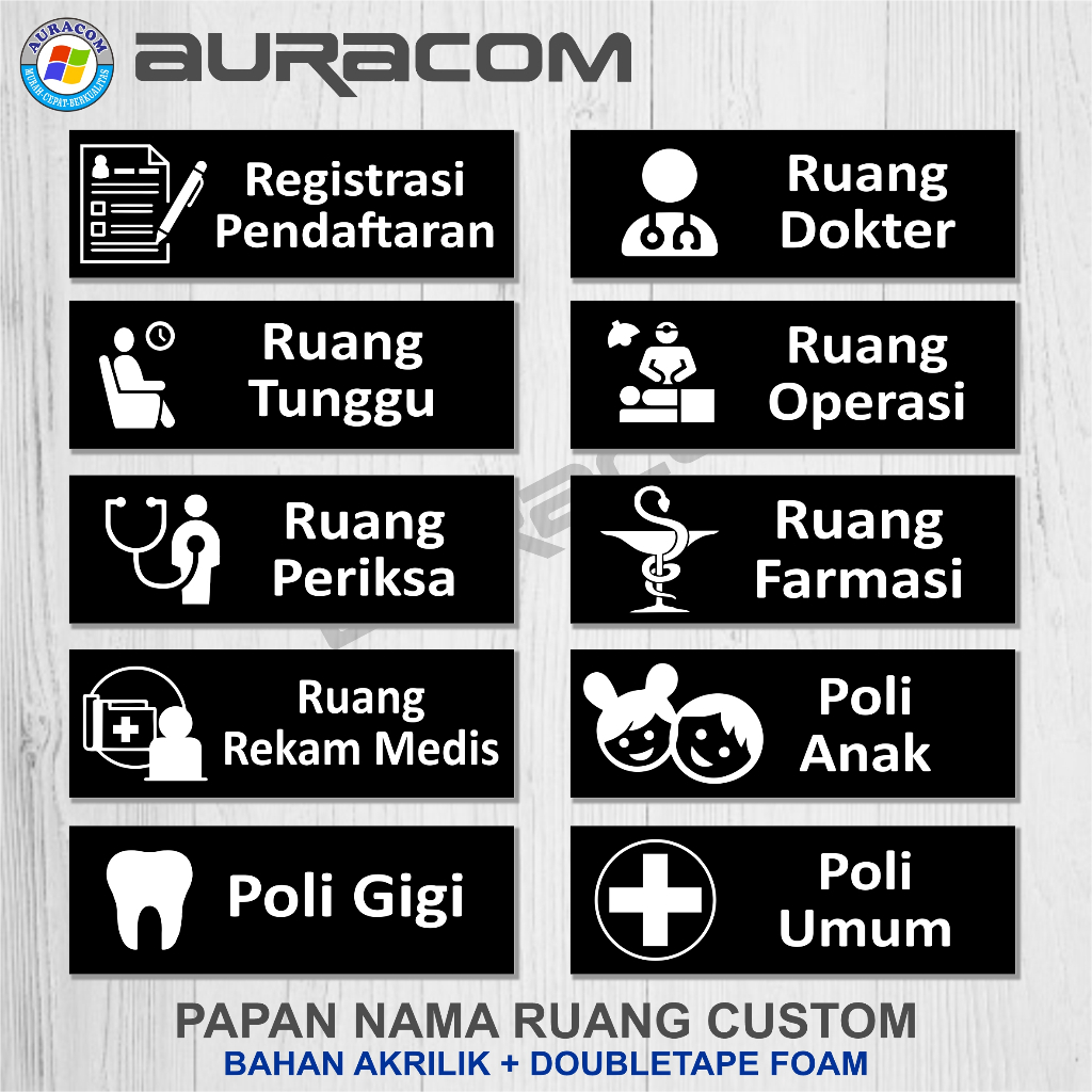 

PAPAN NAMA RUANGAN CUSTOM ESTETIK UNTUK RUMAH SAKIT, KLINIK, PRAKTEK DOKTER, BIDAN, PERAWAT,DLL -B61