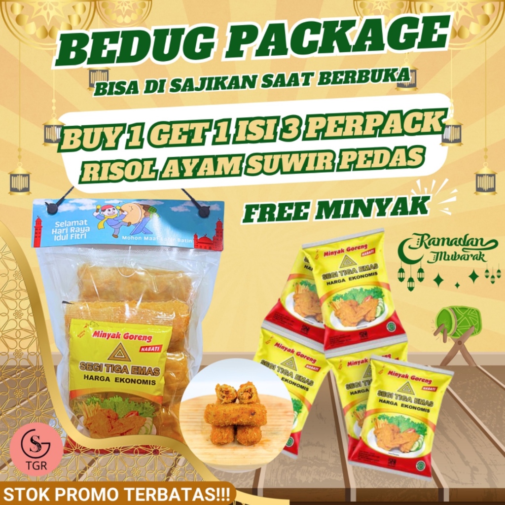 

[BEDUG PACKAGE AYAM] BUY 1 GET 1 RISOL AYAM SUWIR PEDAS ISI 3 PERPACK FREE MINYAK