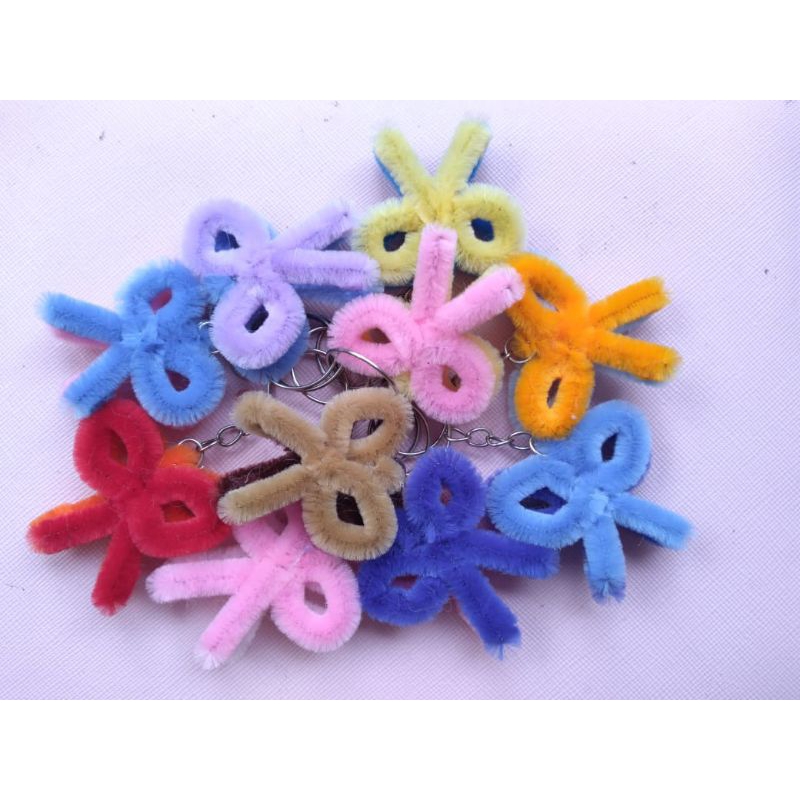 Gantungan kunci kawat bulu bentuk pita / Ganci pita / Ganci kawat bulu