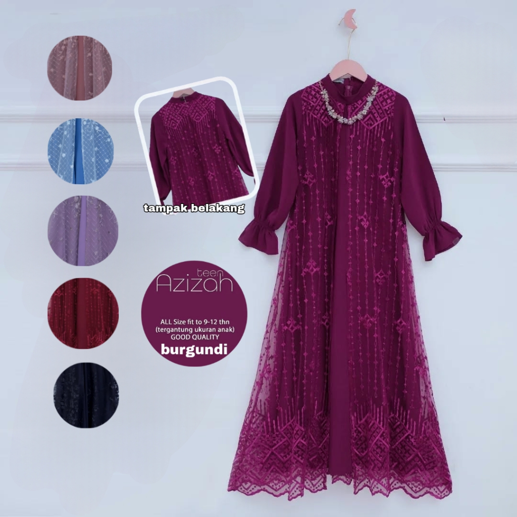 Gamis raya Brokat anak remaja Terbaru Lebaran 2025 Gamis Crinkle mix Brokat Usia 9 10 11 12 tahun