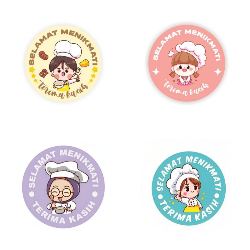 

Stiker roll selamat menikmati 500pcs bulat tempel plastik makanan