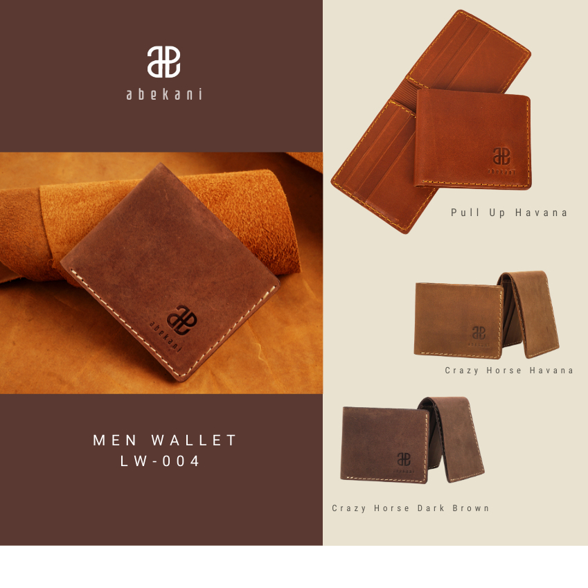 Dompet Kulit Pria ABEKANI LW004 Dompet Lipat Kulit Asli  Dompet Pria Kulit Asli  Men Leather Wallet 
