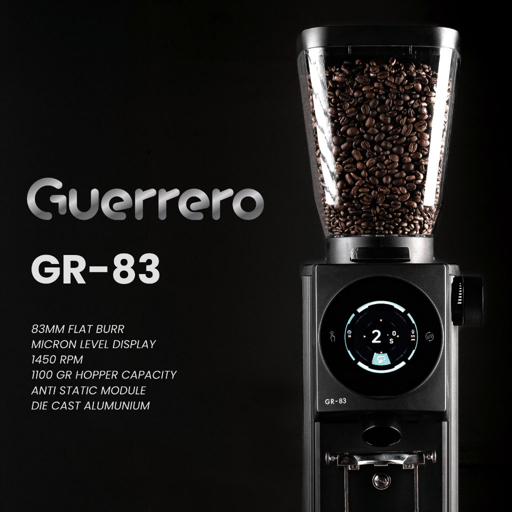 Grinder Kopi Elektrik Komersil Guerrero GR 83 Coffee Grinder Flat Burr 83mm Micron Level Display
