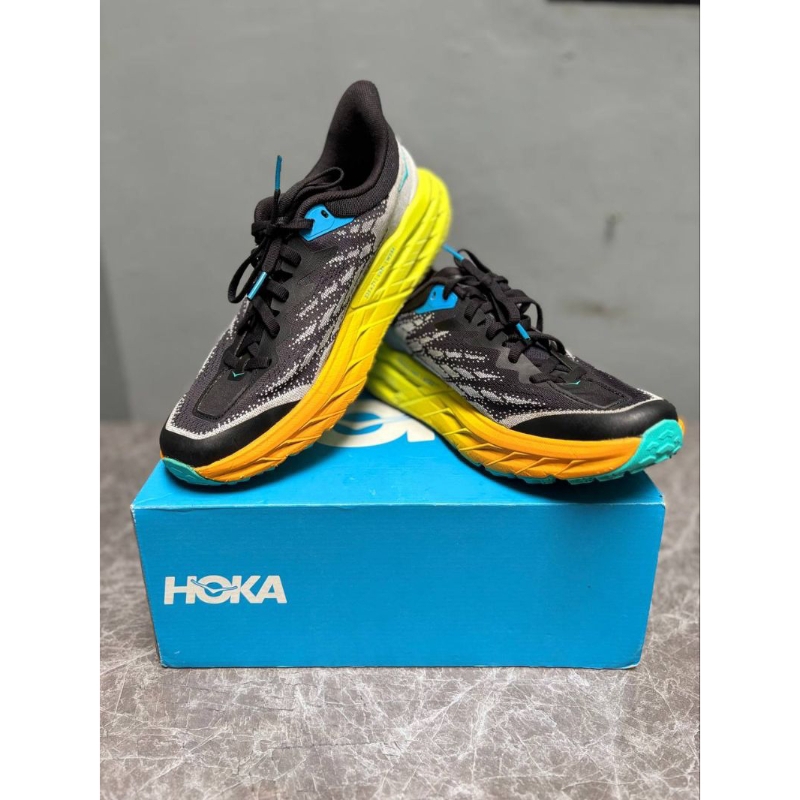 Sepatu Lari Trail Hoka speedgoat 5 Men's Trail Running Shoes - Evening Primrose / black ORIGINAL PT 