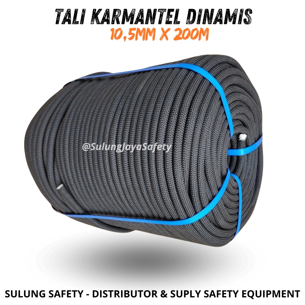 TALI KARMANTEL DINAMIS 10,5MM x 205M BERKUALITAS ASLI ORIGINAL 100% - SAFETY ROPES BERKUALITAS ASLI 