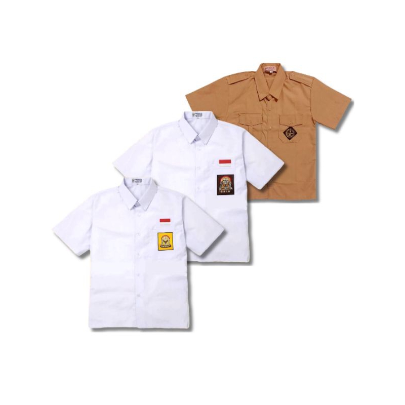 INI SERAGAM - Baju Seragam Sekolah Atasan Kemeja OSIS SMP SMA Logo Bordir Bendera Merah Putih dan Pr