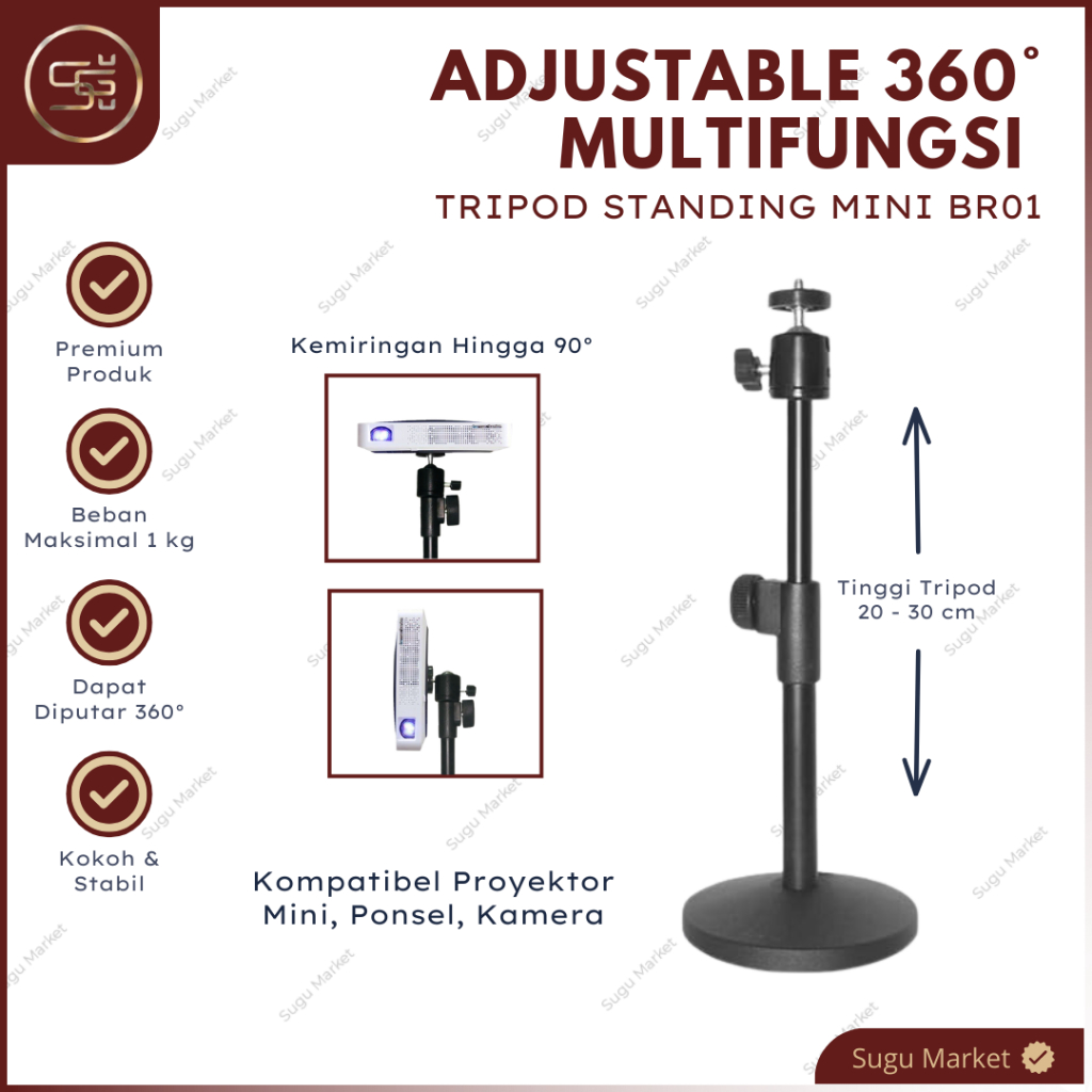 Tripod Mini Proyektor Adjustable 360 Derajat Multifungsi | Stand Tripod Mini Proyektor Universal BR0