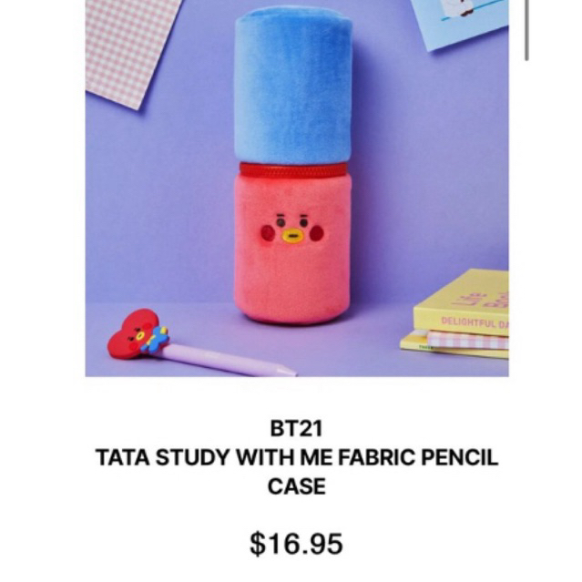 

New Tata Study with Me Fabric Pensil Case BT21