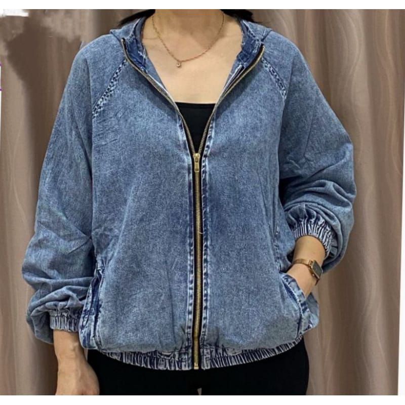 jaket jeans wanita zipper