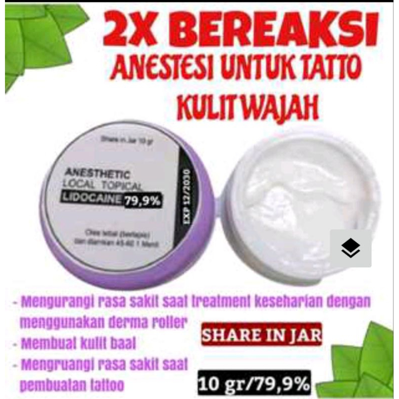 [ BISA COD ] Anastesi Cream Wajah 79,9% Share In Jar 10 Gr Krim Anestesi Kebas Baal Dermapen Ampuh