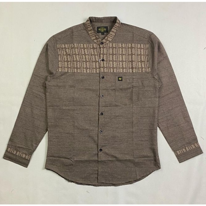 Baju koko Kemeja Sanghai Katun Songket Putih Polos Pria Dewasa Lengan Panjang  - Baju koko putih pol