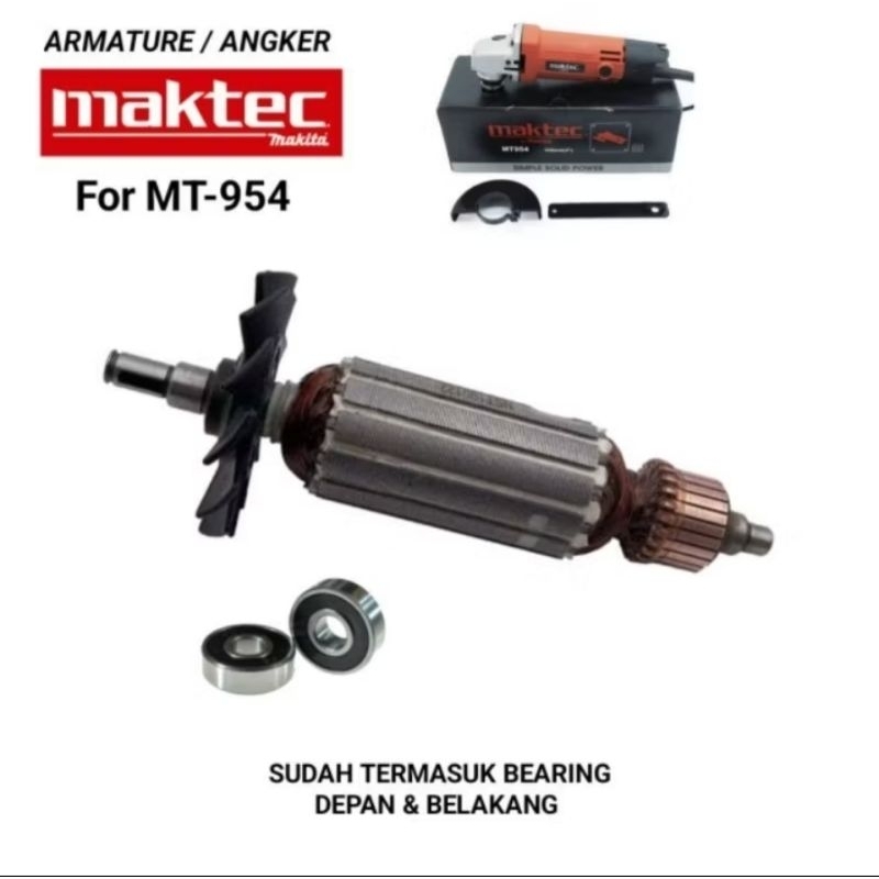 Sparepart Armature MT954 / MT 954 Angker Dinamo Mesin Gerinda Maktec MT954 Rotor Gerinda Maktec MT 9