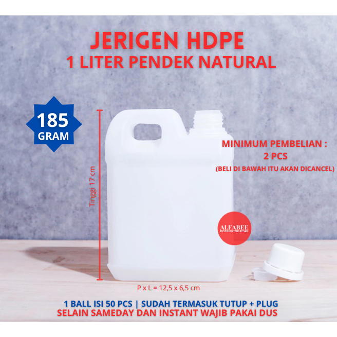 JERIGEN HDPE 1 LITER PENDEK NATURAL JERIGEN MADU 1L