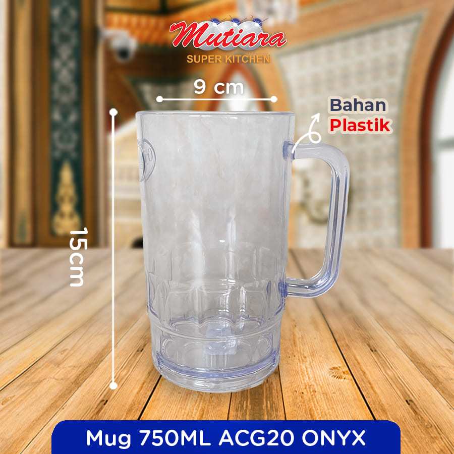 Mug Gelas Bening Plastik/Mug Jumbo/Mug Minum 750 ml