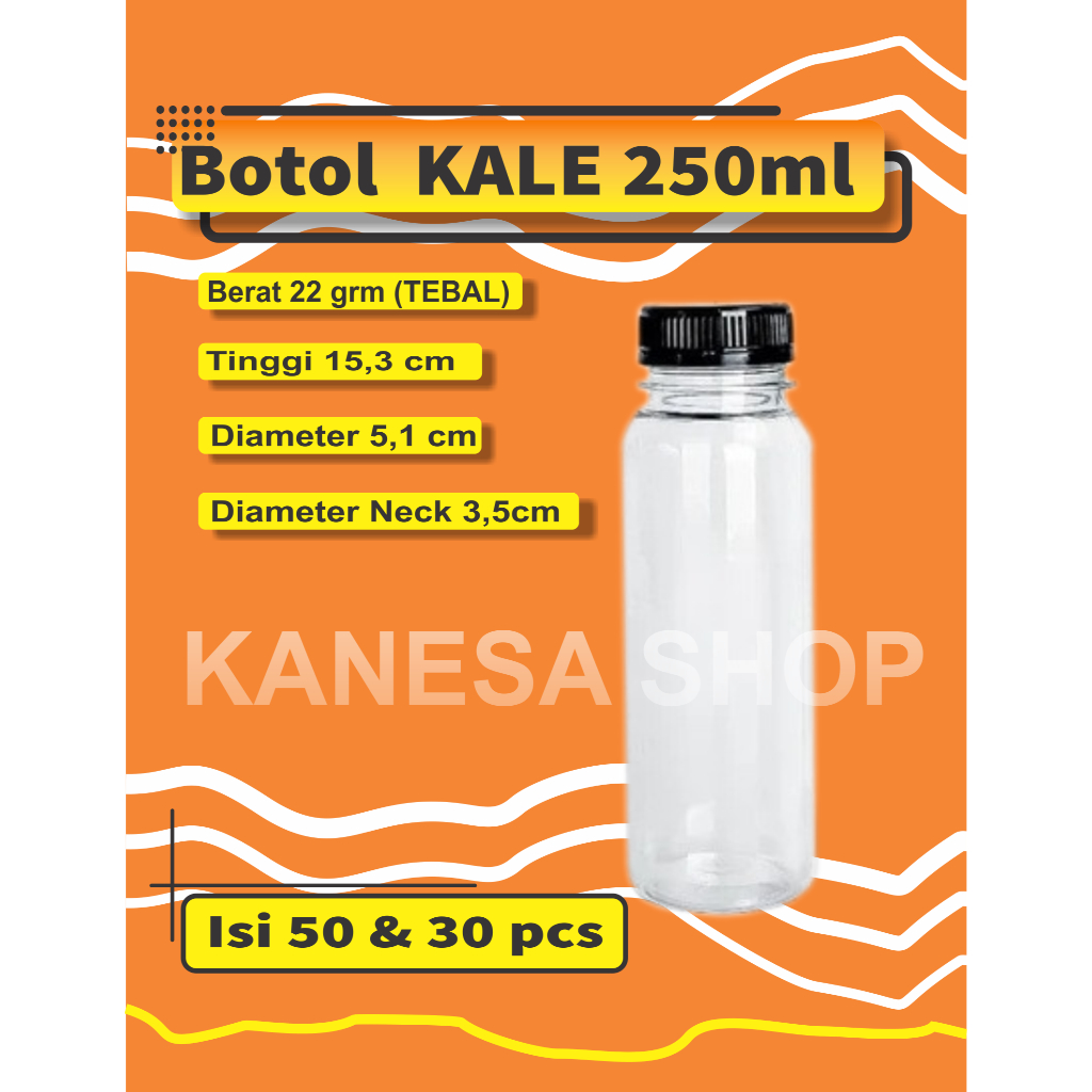 Botol Kale 250ml TEBAL Isi 50 & 30 pcs (Free Packing Kardus) / Botol Plastik Kale 250ml / Botol Plas