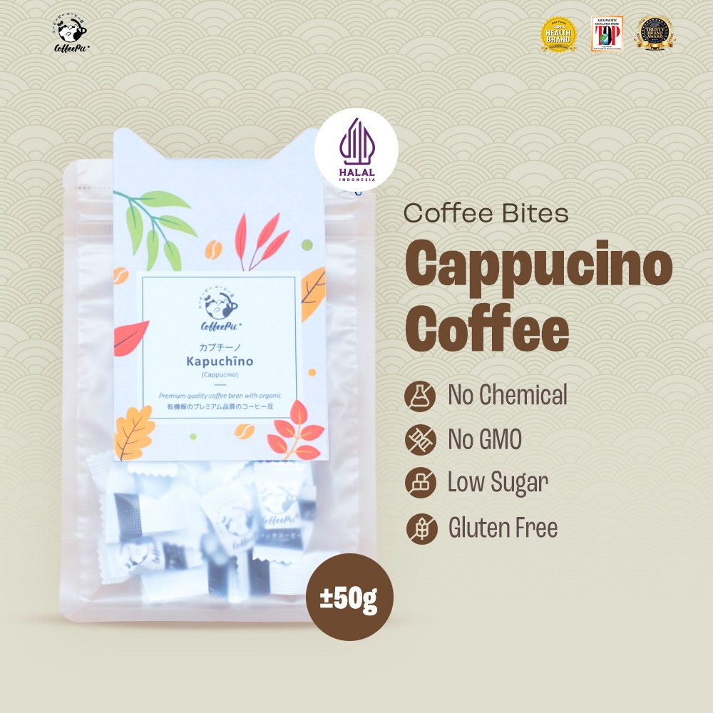 

Coffeepii Indonesia - Cappuccino - Coffee Bites | Coffee Treats | Snack Sehat Low Sugar | Snack Import Jepang - Compact Size (±50 pcs)