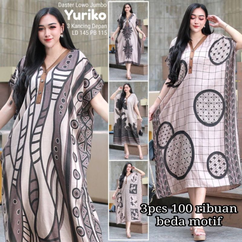 100 ribu dapat 3pcs daster lowo jumbo / daster lowo busui aneka motif terbaru