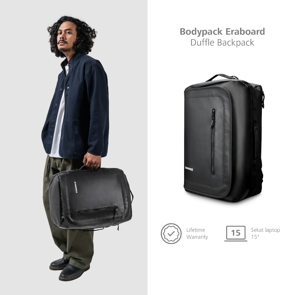 Bodypack Eraboard Duffle Backpack 15 Inch Tas Ransel Jinjing Gym Travel Durable Tahan Lama - Hitam