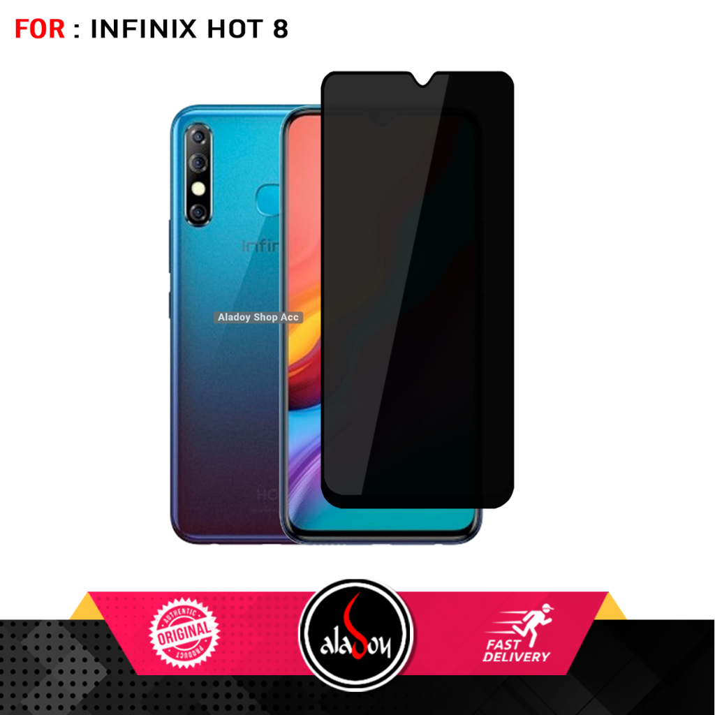 Tempered Glass Layar Anti Spy Privacy Infinix Hot 8 Spy Kaca