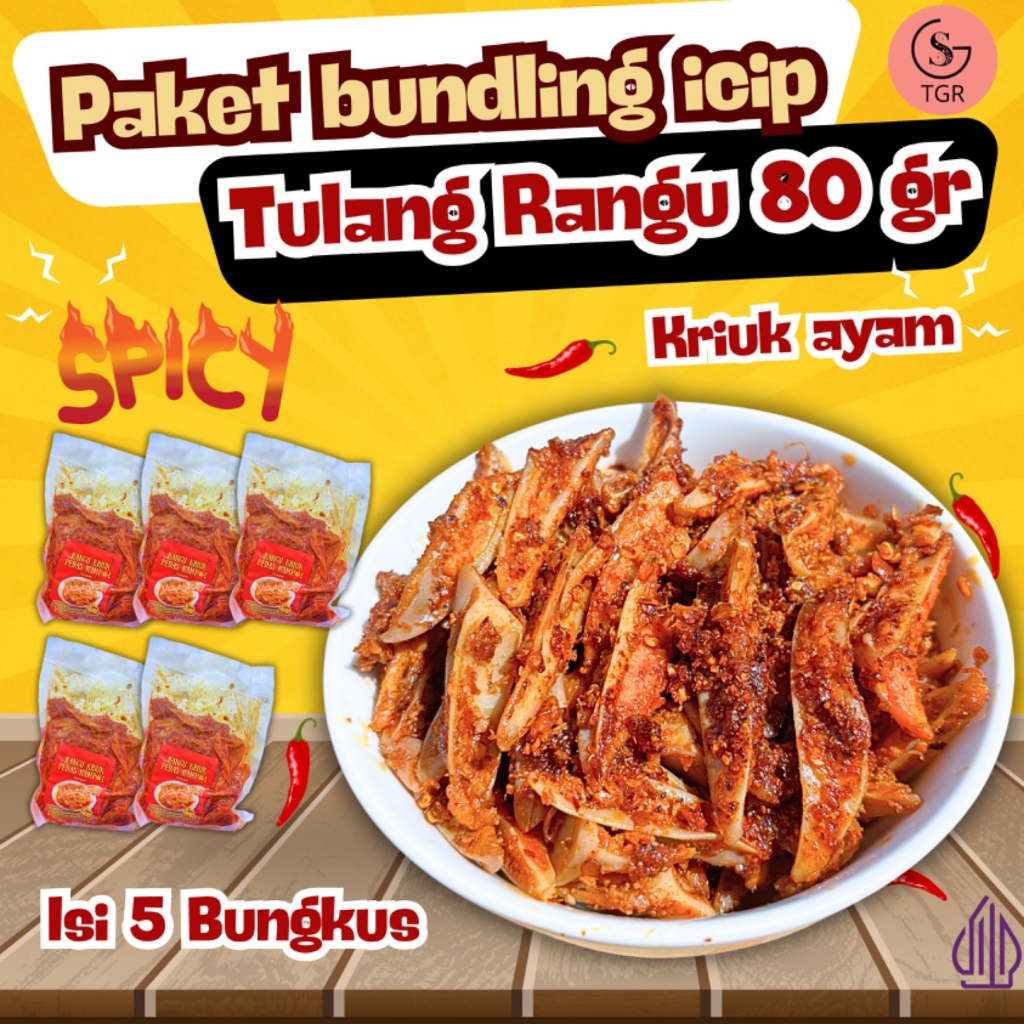 

PAKET BUNDLING ICIP TRAVELING TULANG RAANGU CHILI OIL ISI 5 BUNGKUS UKURAN 80 GR