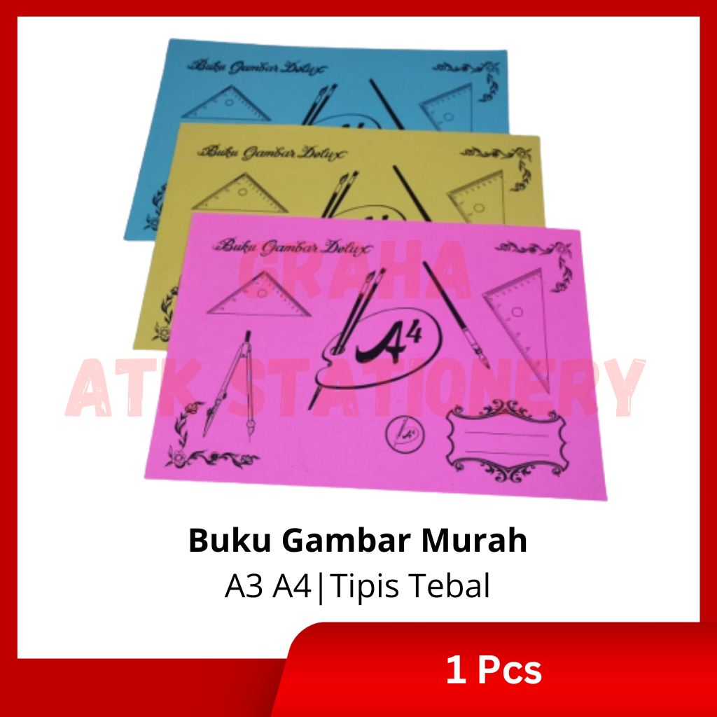 

[1 Pcs] Buku Gambar A3 A4 Deluxe / Buku Sketsa Mewarnai / Drawing book A3 A4 Deluxe Tipis Tebal