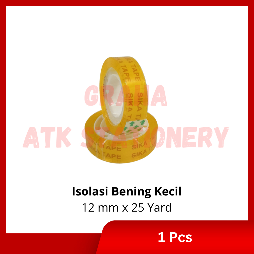 

[1 Pcs] Isolasi Bening Kecil 12mm x 25 Yard 1/2 Inch / Lakban Selotip Slasiban Tape Bening 12mm