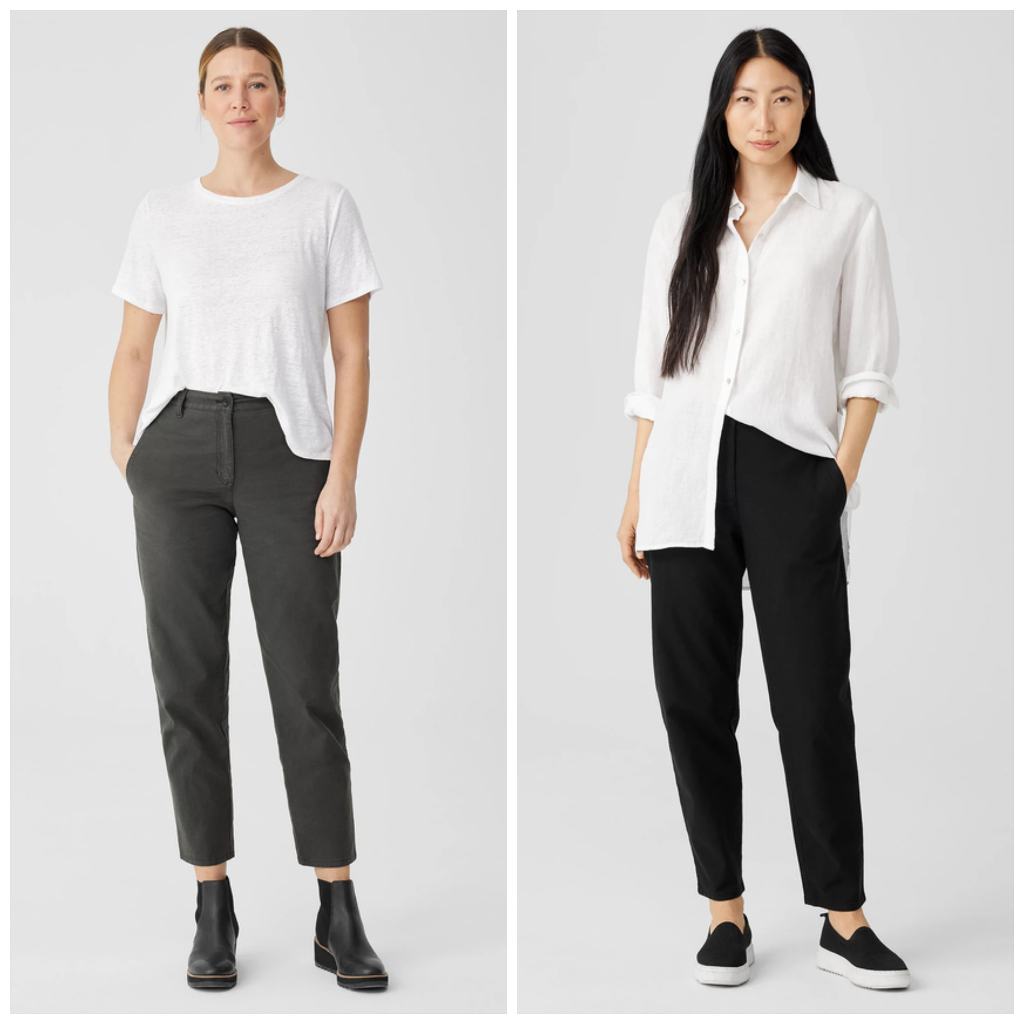 Celana Eil*n F Cotton Hemp Stretch Tapered Pants