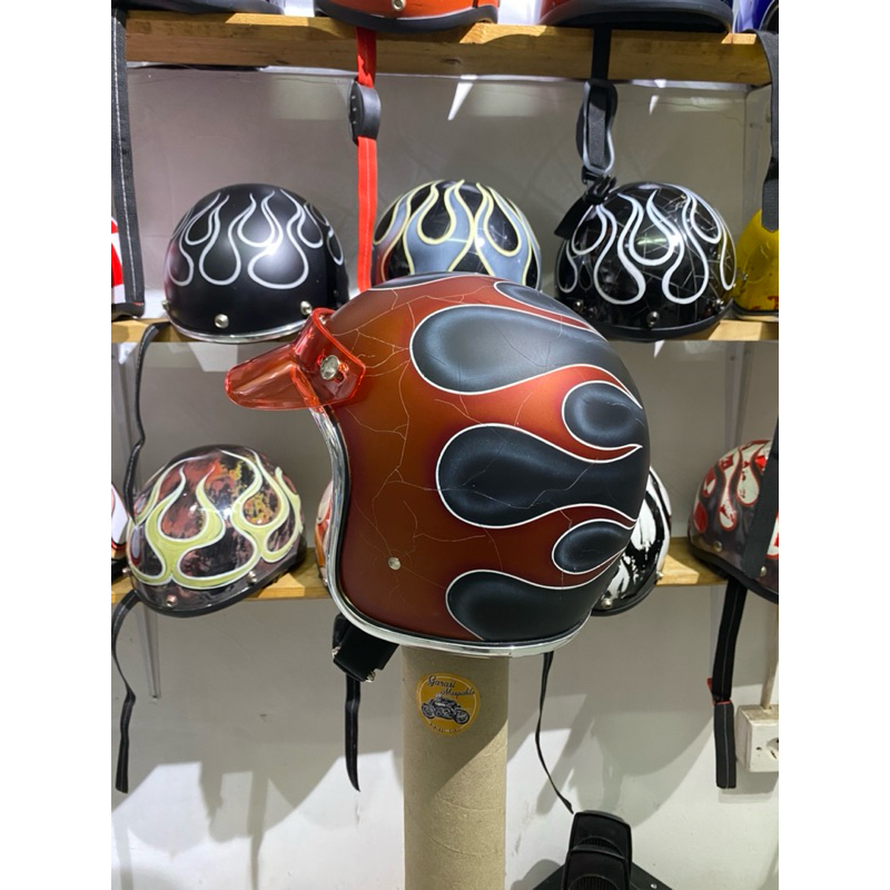 Helm Slimhead Api Merah Custom
