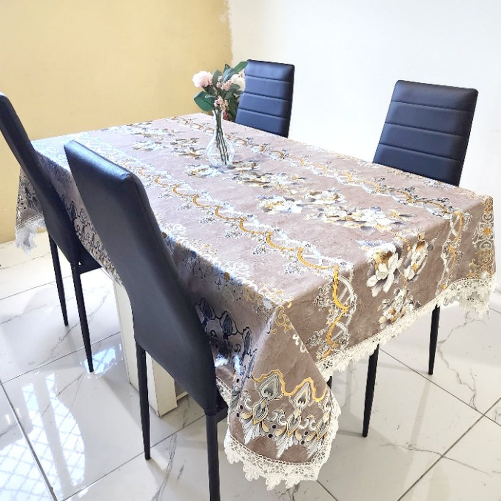 Taplak Meja Makan Renda Katun Elegant Berkualitas LAYER / Taplak Anti Panas / Taplak Anti Air /