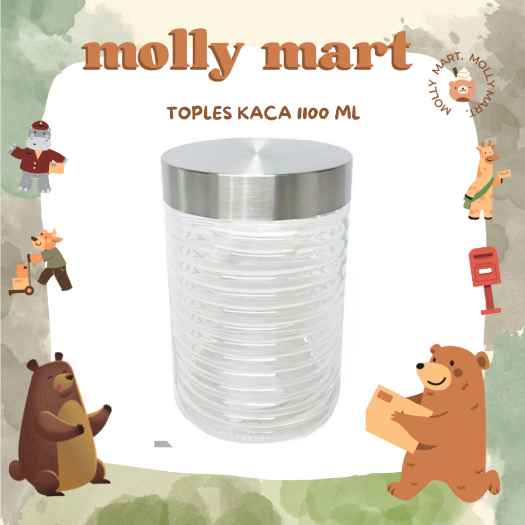 Toples Kaca Motif Ulir 1100ml | Topless Lebaran Tutup Aluminium Kue Kering Snack Penyimpanan Makan