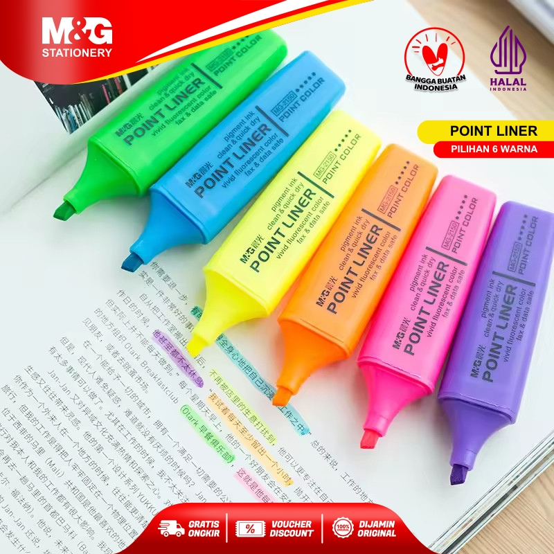 

M&G Highlighter Warna Warni Series Marker Point Liner Set Isi 4 Warna Cerah Tidak Luntur Tinta Cepat Kering dan Awet Cocok Untuk Catatan Buku